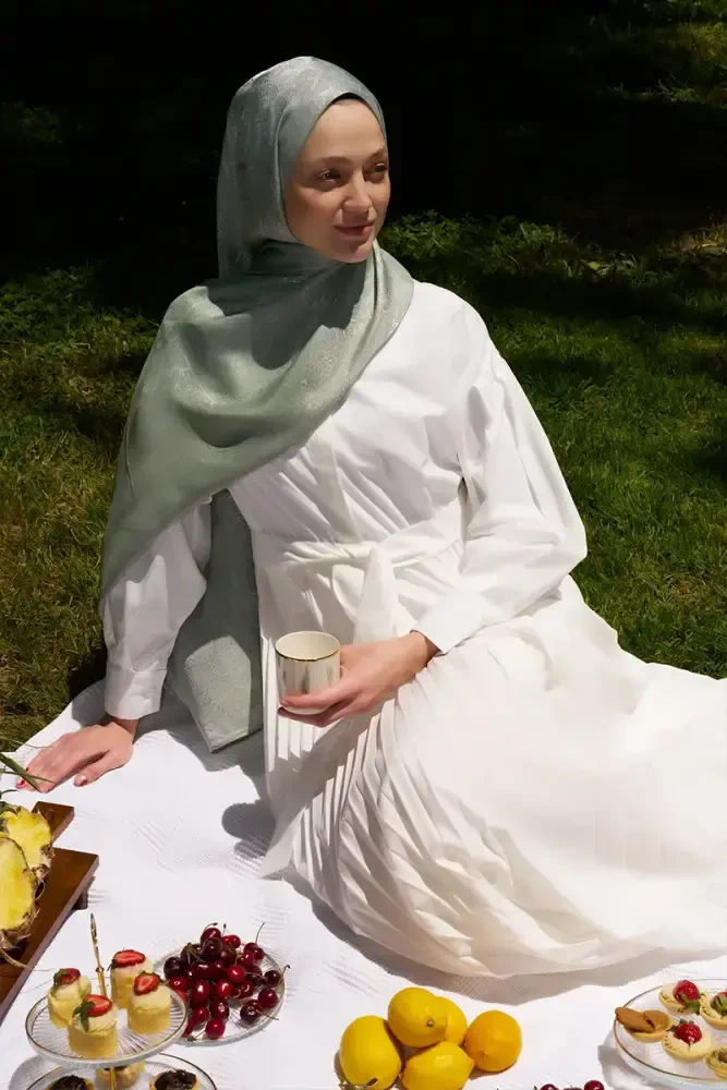 Elegance Silva Desen Jakar Şal - Mint - 4