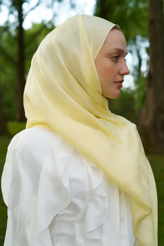 Elegance Silva Desen Jakar Şal - Sarı - MADAME POLO