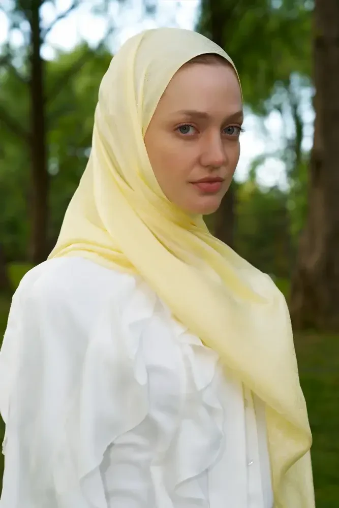 Elegance Silva Desen Jakar Şal - Sarı - MADAME POLO