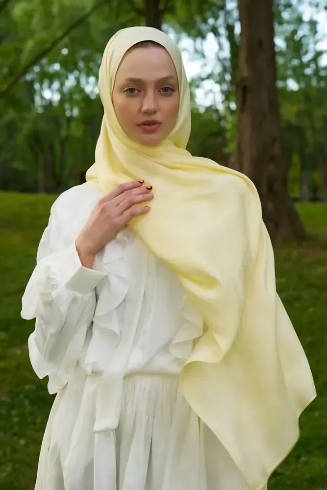 Elegance Silva Desen Jakar Şal - Sarı - MADAME POLO