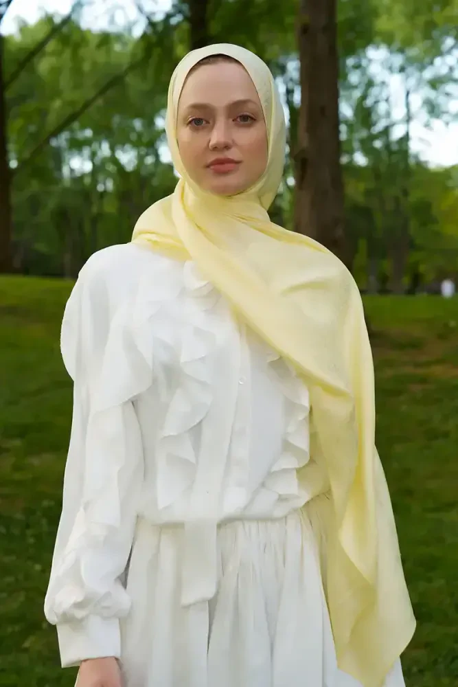 Elegance Silva Desen Jakar Şal - Sarı - 4
