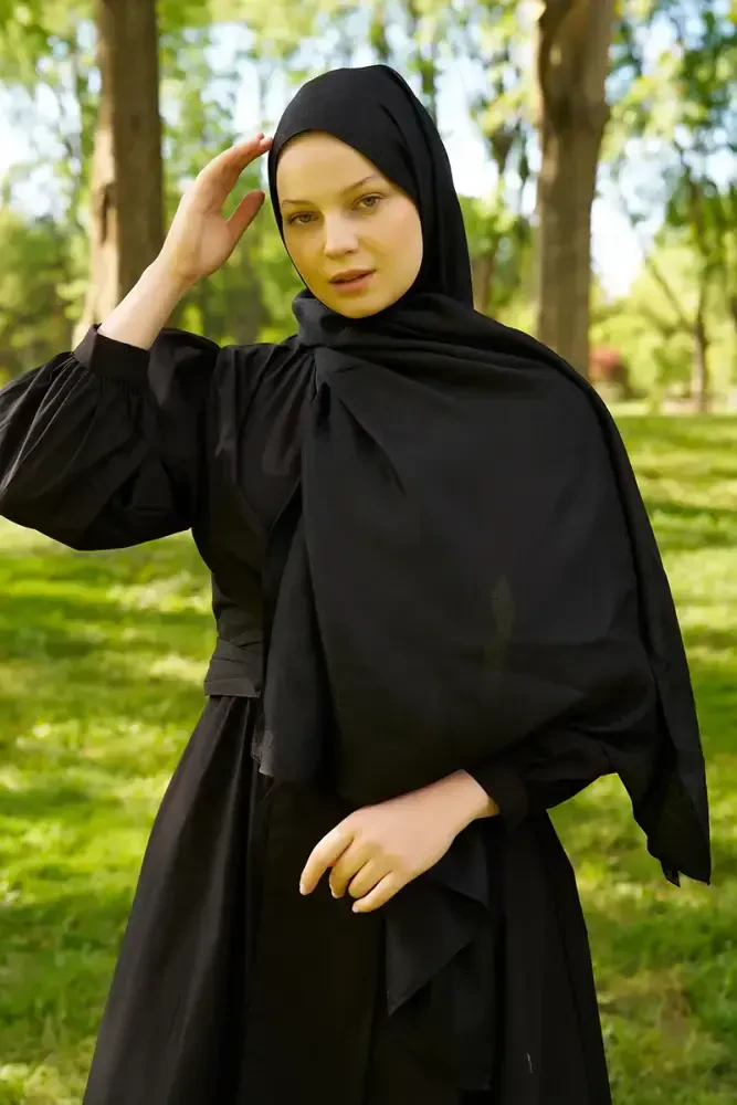 Elegance Silva Desen Jakar Şal - Siyah - 2