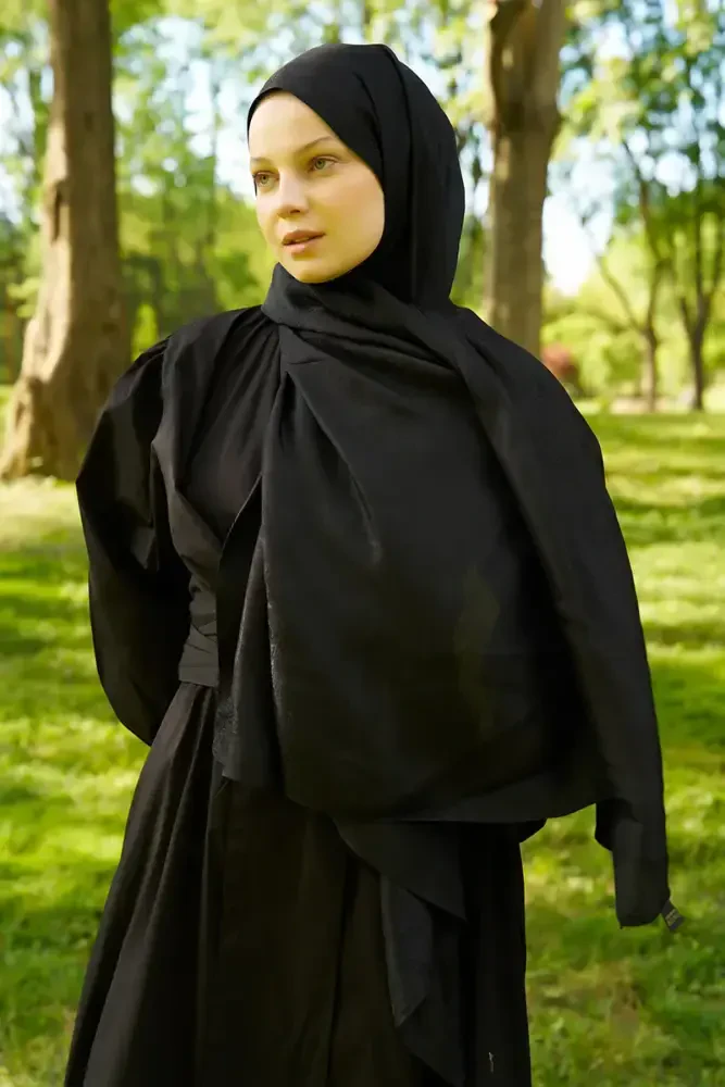 Elegance Silva Desen Jakar Şal - Siyah - 3