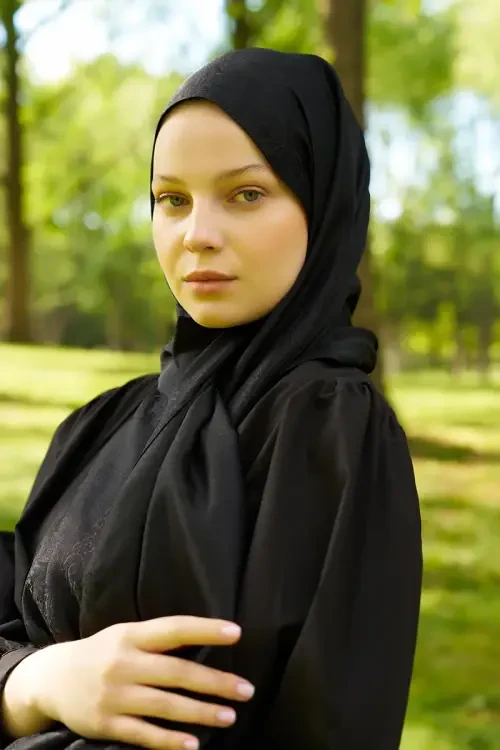 Elegance Silva Desen Jakar Şal - Siyah 
