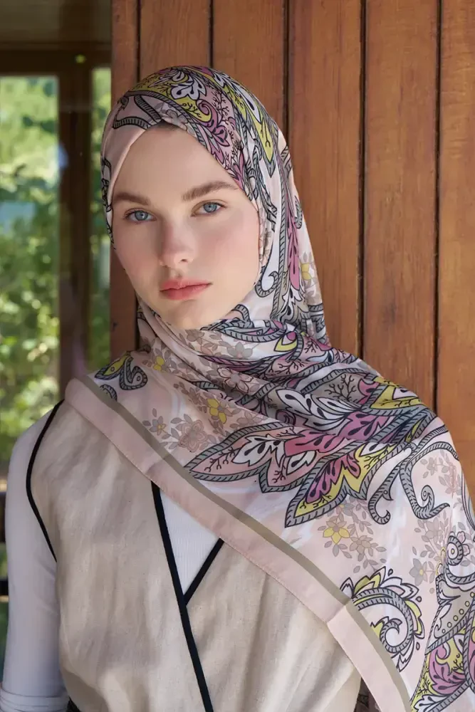 Endless Alive Desen Şal - Bej - MADAME POLO