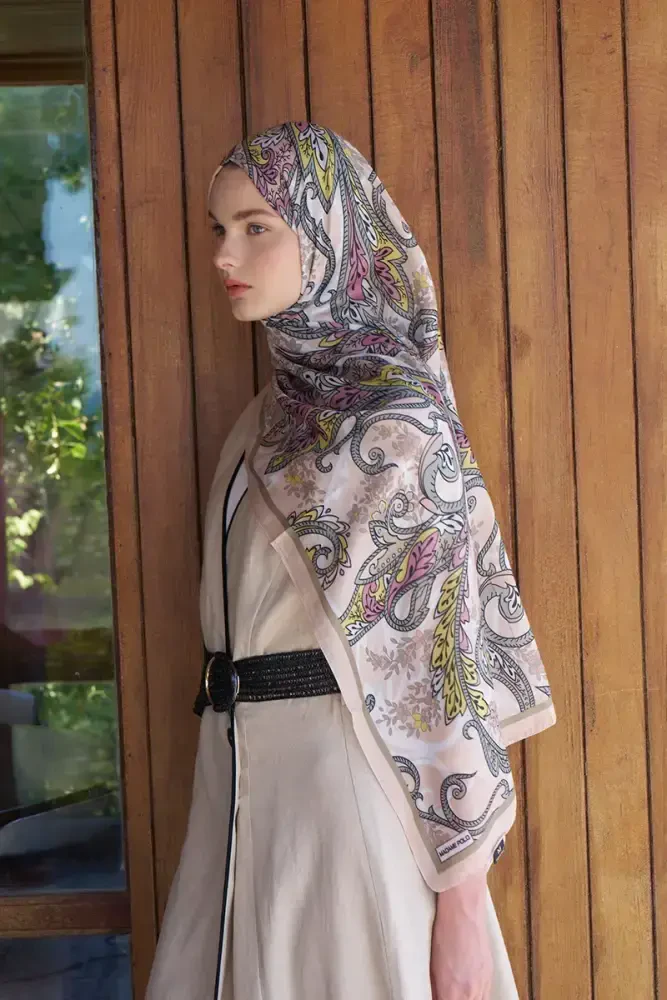 Endless Alive Desen Şal - Bej - MADAME POLO