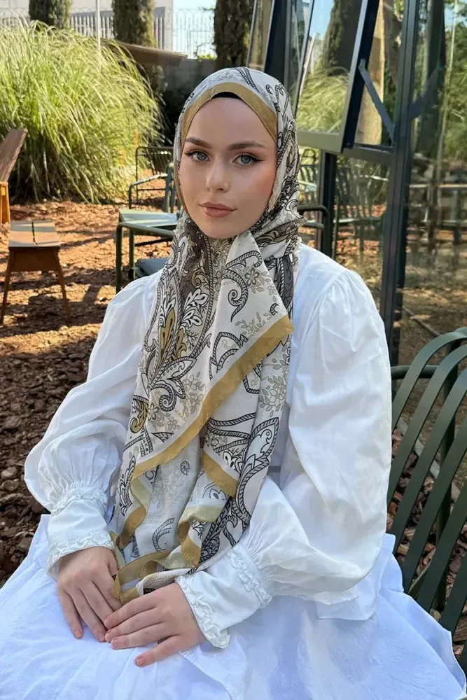 Endless Alive Desen Şal - Hardal - MADAME POLO