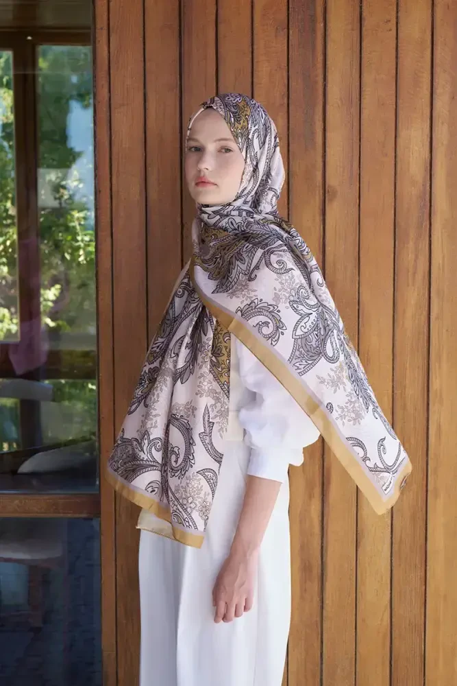 Endless Alive Desen Şal - Hardal - 2