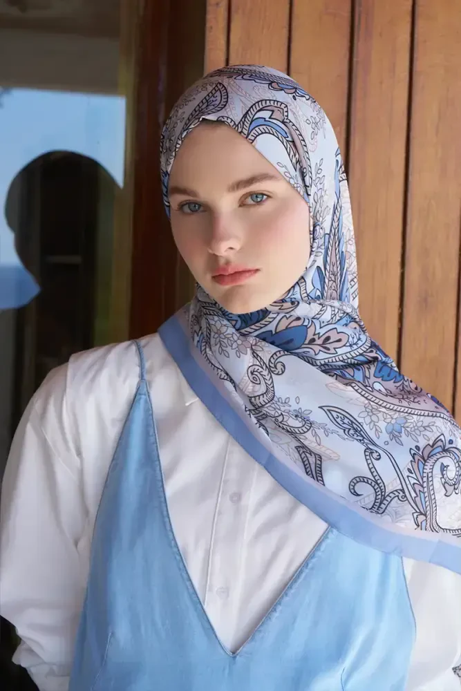 Endless Alive Desen Şal - İndigo - MADAME POLO