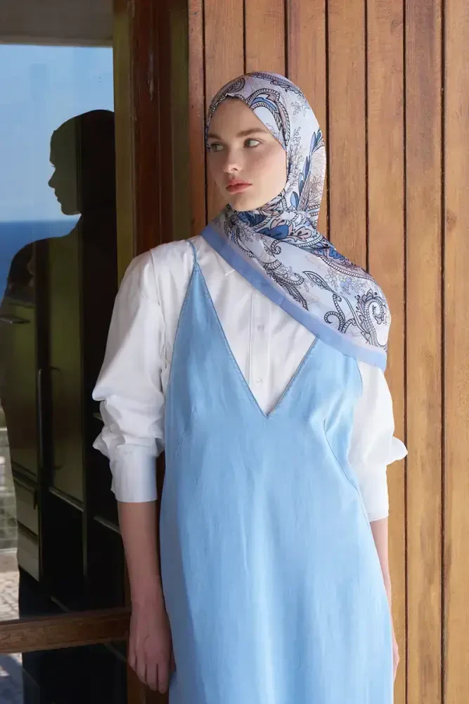 Endless Alive Desen Şal - İndigo - MADAME POLO