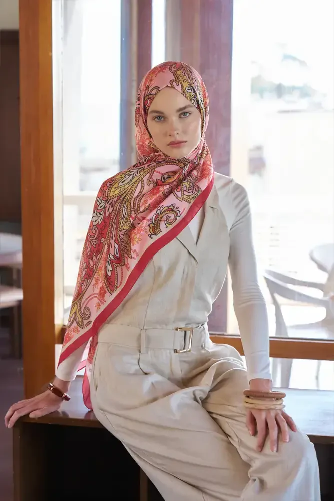 Endless Alive Desen Şal - Kırmızı - 4