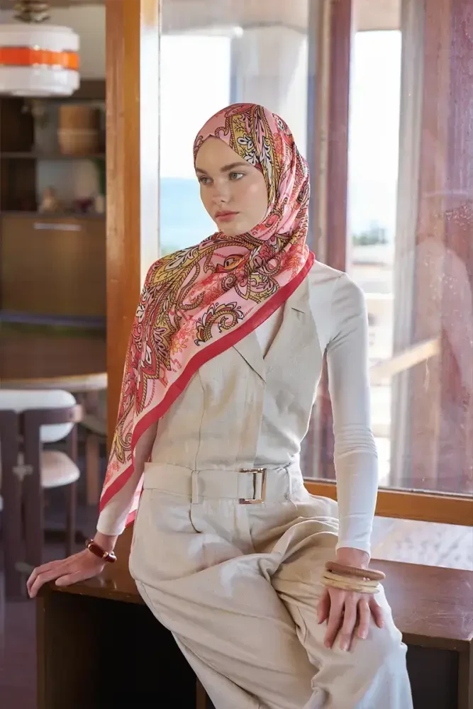 Endless Alive Desen Şal - Kırmızı - MADAME POLO