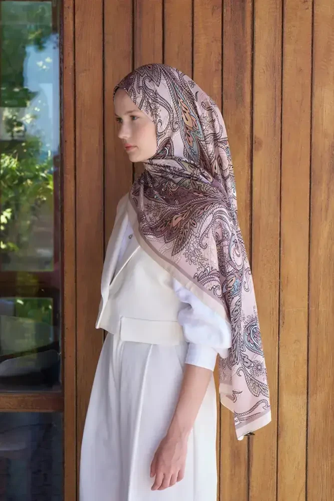 Kübra KOÇ Endless Alive Desen Şal - Latte - MADAME POLO