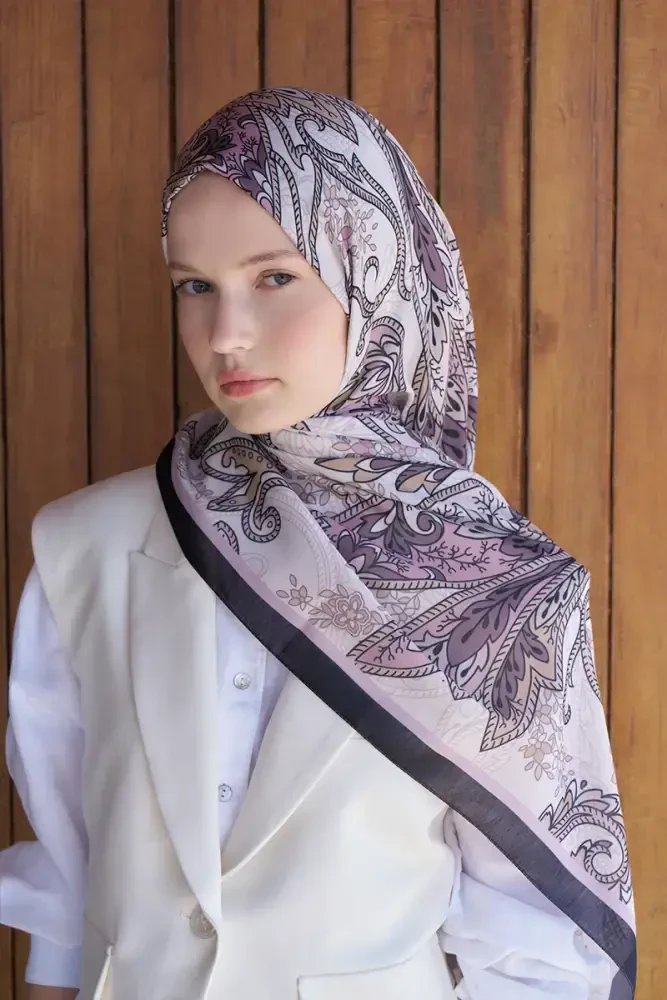 Endless Alive Desen Şal - Siyah - MADAME POLO