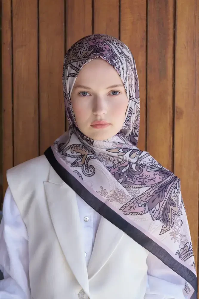 Endless Alive Desen Şal - Siyah - MADAME POLO