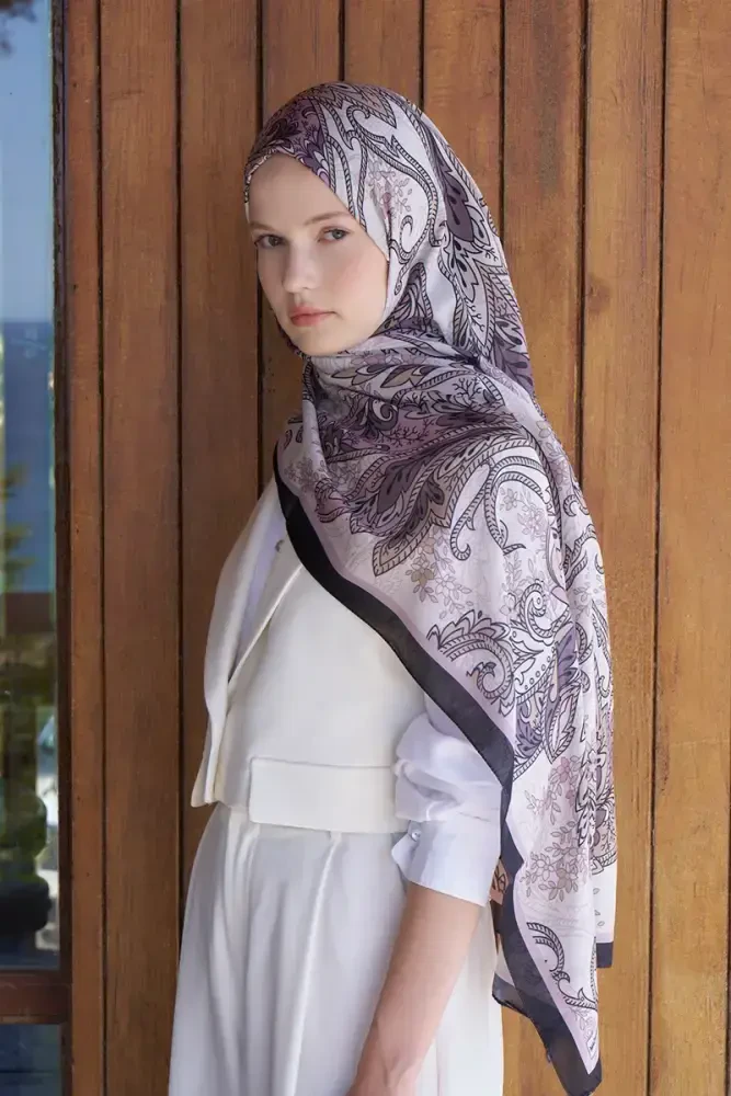 Endless Alive Desen Şal - Siyah - MADAME POLO