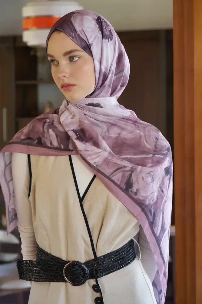 Endless Bloom Desen Şal - Gül Kurusu - MADAME POLO