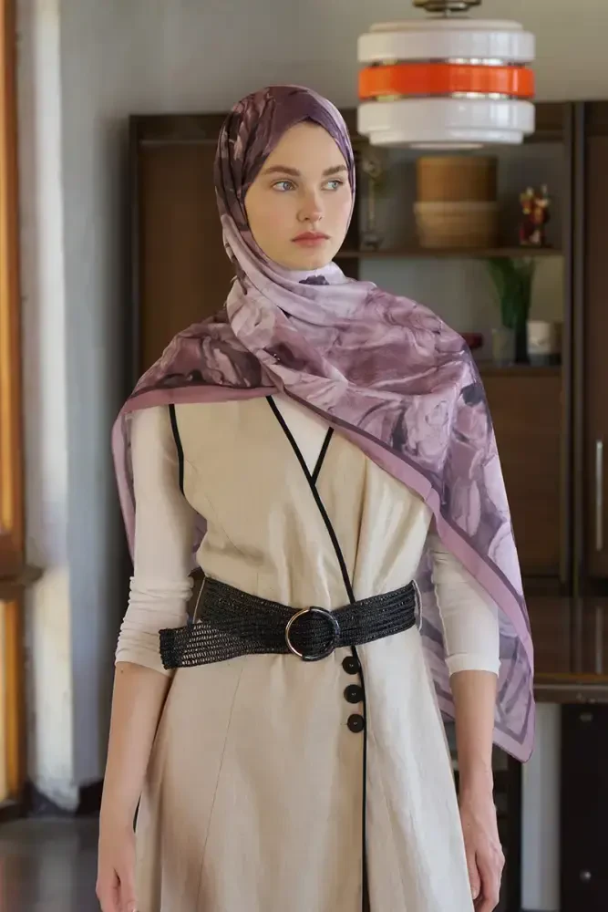 Endless Bloom Desen Şal - Gül Kurusu - MADAME POLO