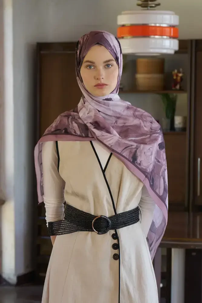 Endless Bloom Desen Şal - Gül Kurusu - 4