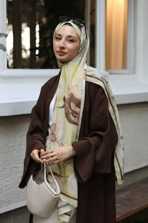 Endless Bloom Desen Şal - Sarı 