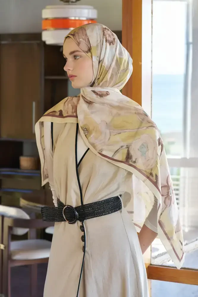 Endless Bloom Desen Şal - Sarı - 4