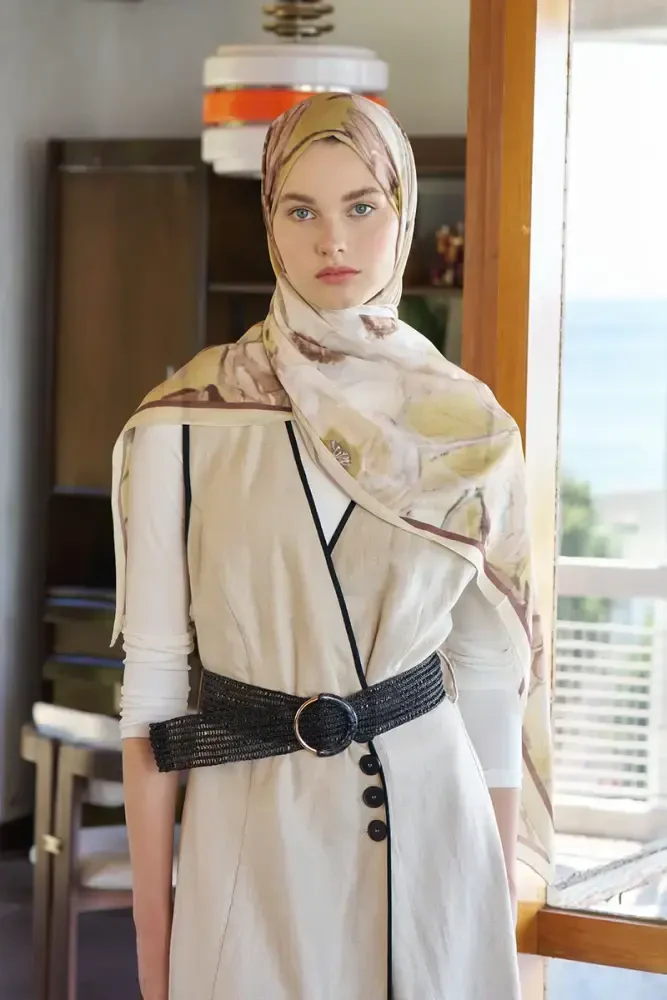 Endless Bloom Desen Şal - Sarı - 5