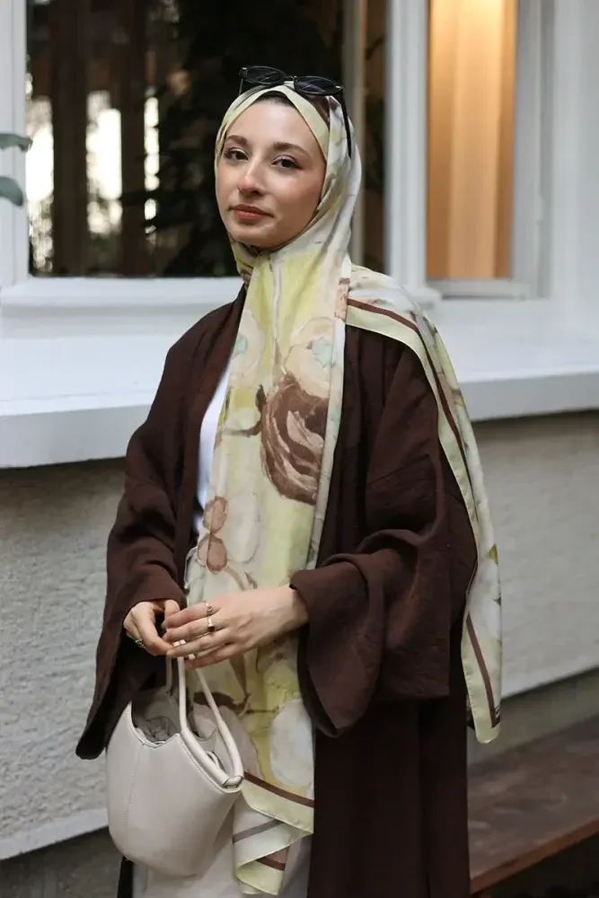 Endless Bloom Desen Şal - Sarı - 1