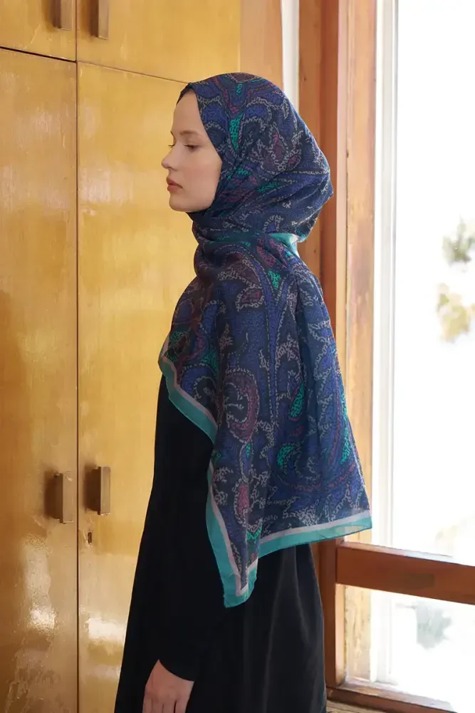 Endless Brise Desen Şal - Gece Mavisi - MADAME POLO