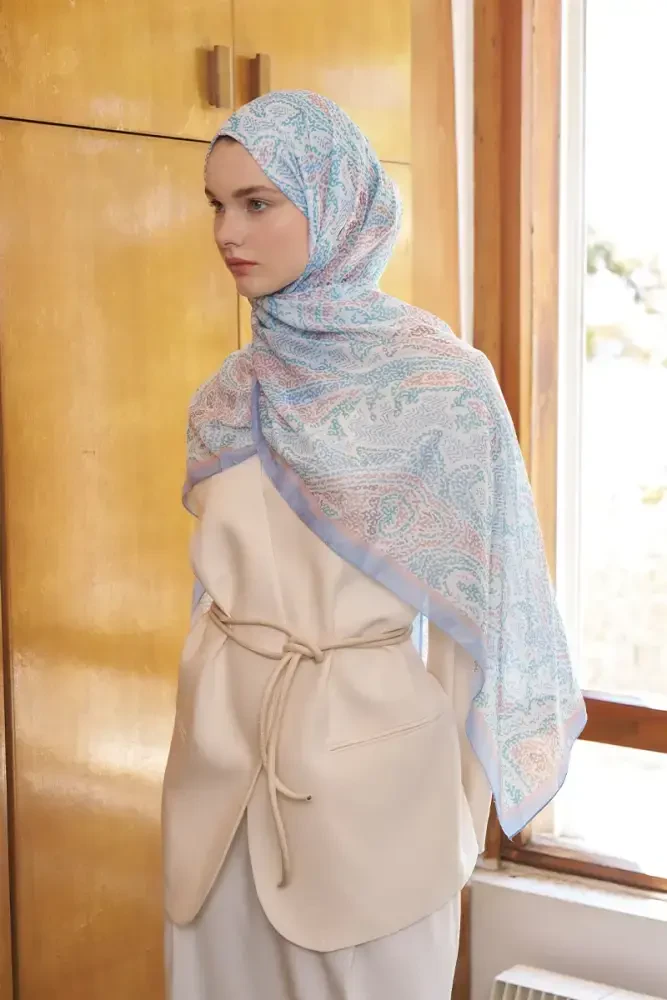 Endless Brise Desen Şal - Mavi - 2