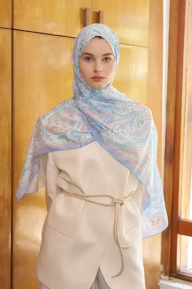 Endless Brise Desen Şal - Mavi - 4