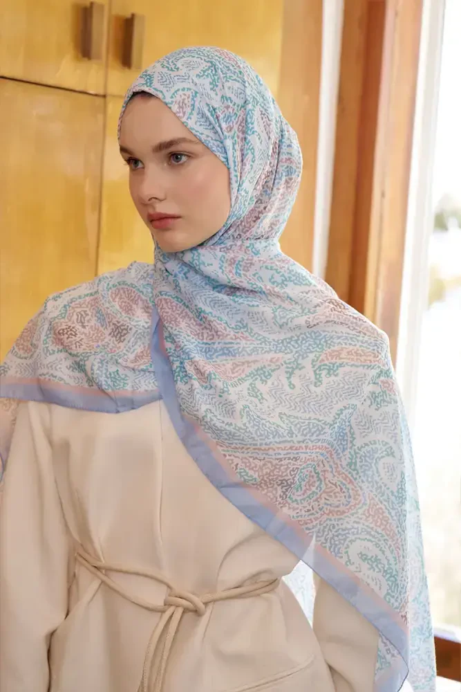 Endless Brise Desen Şal - Mavi - MADAME POLO