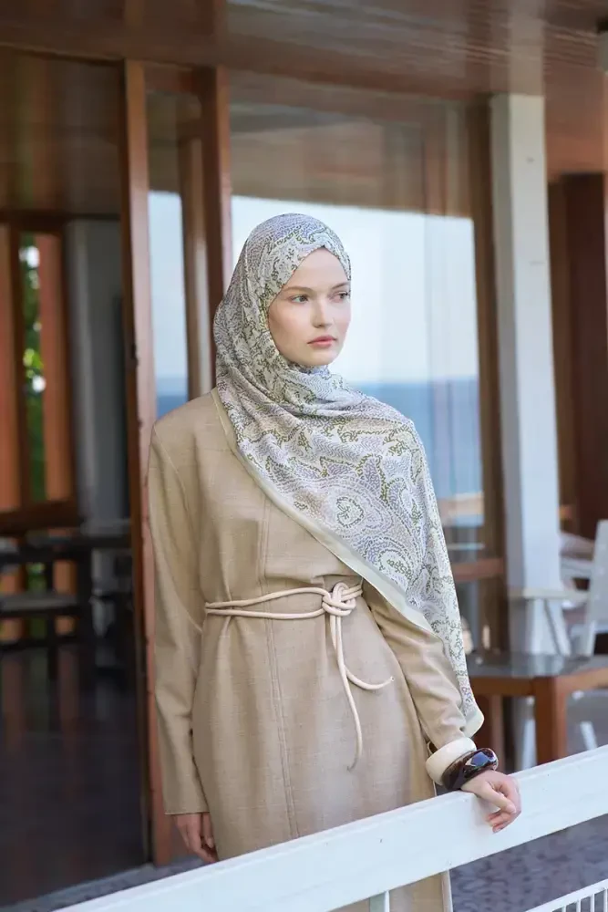 Kübra KOÇ Endless Brise Desen Şal - Sarı - MADAME POLO