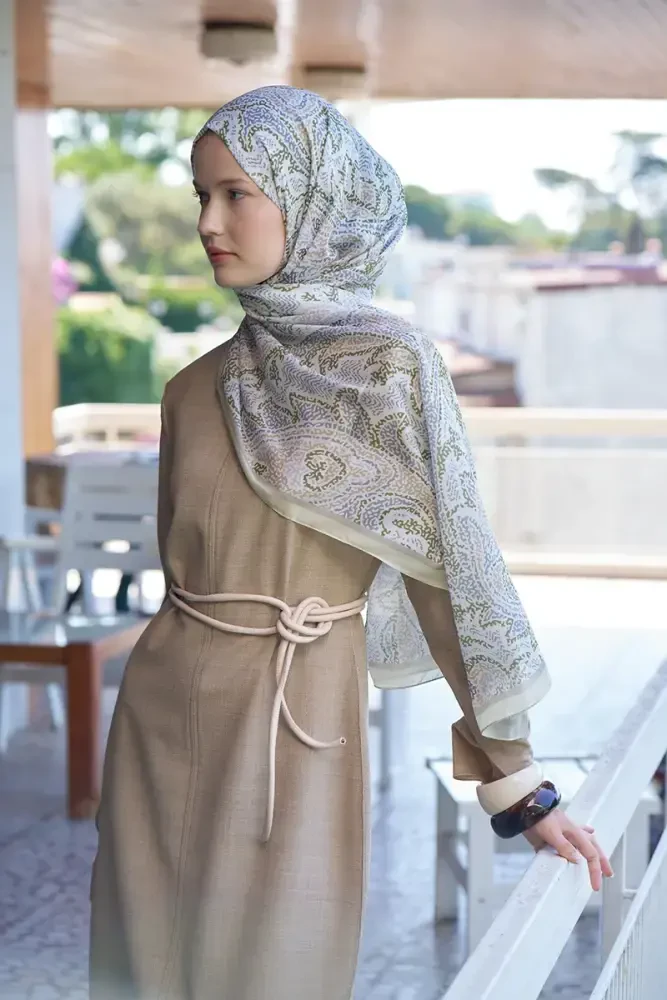 Kübra KOÇ Endless Brise Desen Şal - Sarı - MADAME POLO