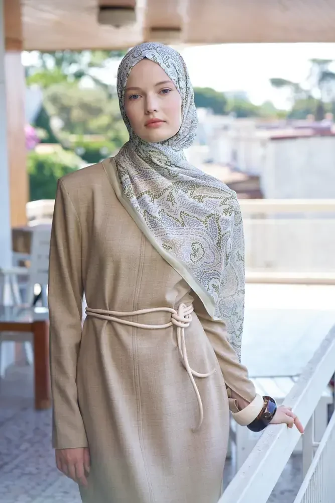 Kübra KOÇ Endless Brise Desen Şal - Sarı - 4