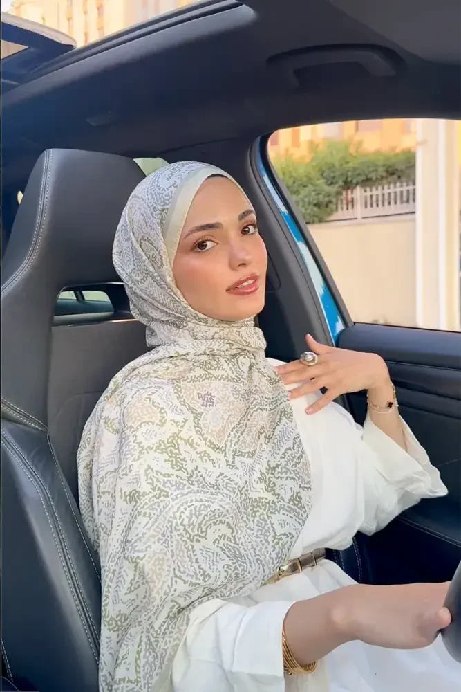 Kübra KOÇ Endless Brise Desen Şal - Sarı - 1