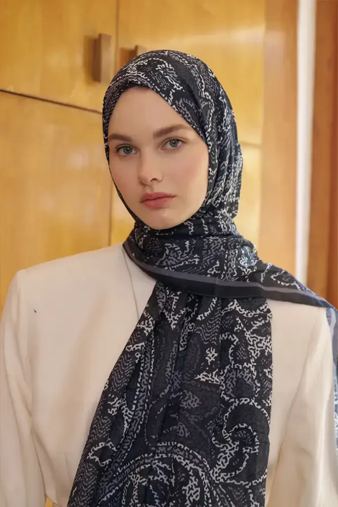 Endless Brise Desen Şal - Siyah - MADAME POLO