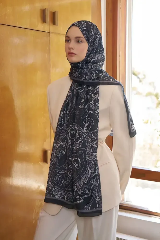 Endless Brise Desen Şal - Siyah - MADAME POLO