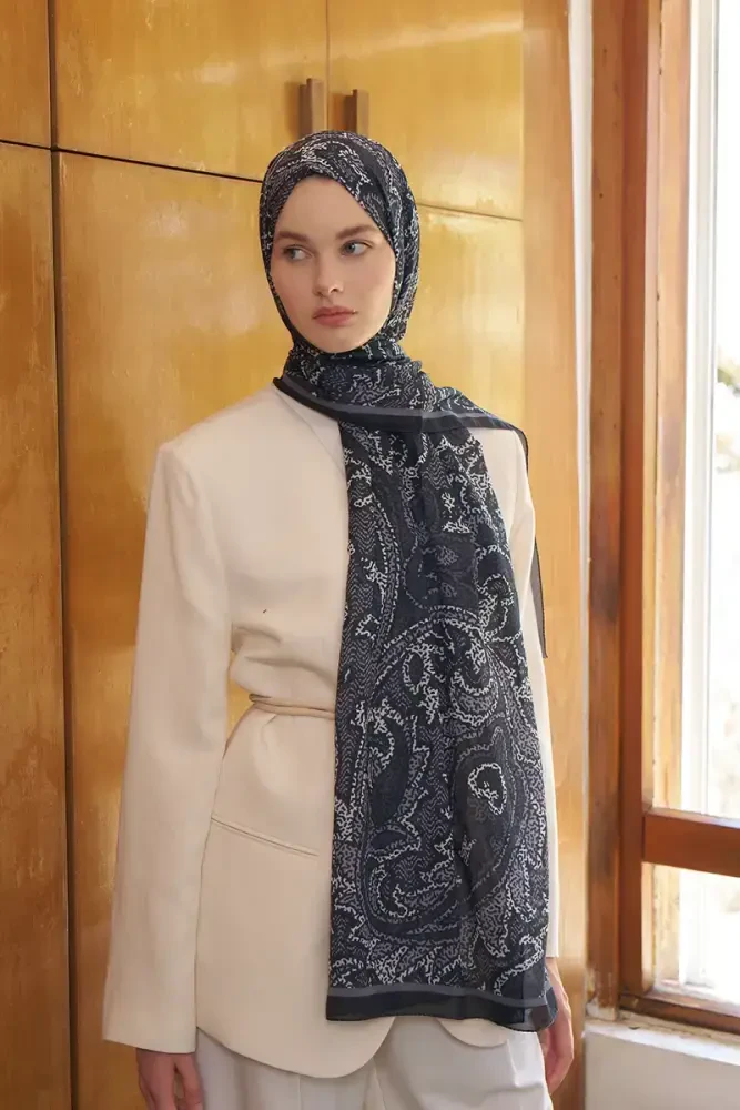 Endless Brise Desen Şal - Siyah - MADAME POLO