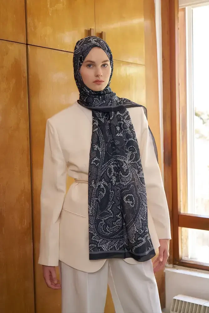 Endless Brise Desen Şal - Siyah - 4
