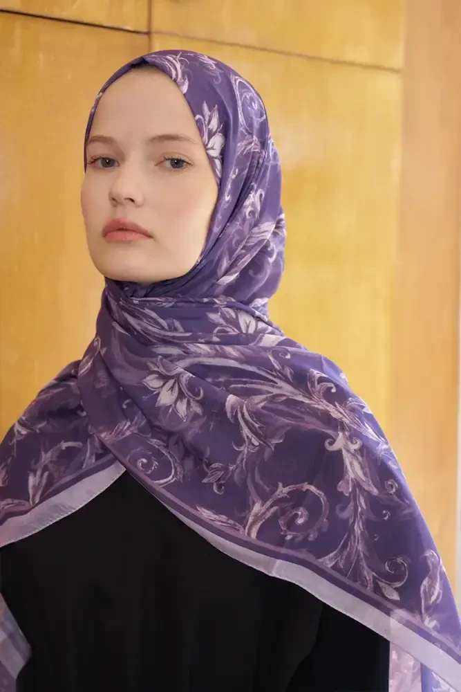 Endless Golden Desen Şal - Mor - MADAME POLO