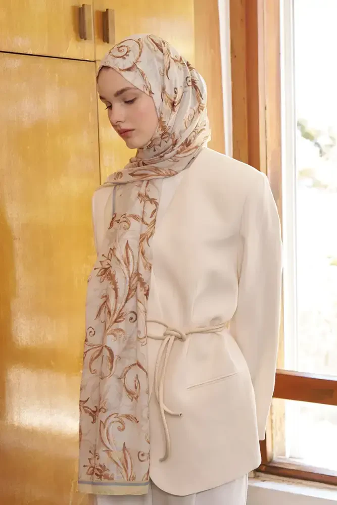 Kübra KOÇ Endless Golden Desen Şal - Sarı - 4