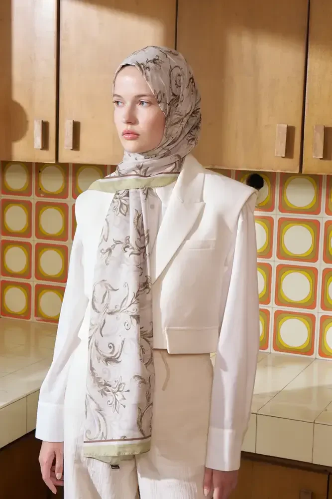 Endless Golden Desen Şal - Yeşil - MADAME POLO