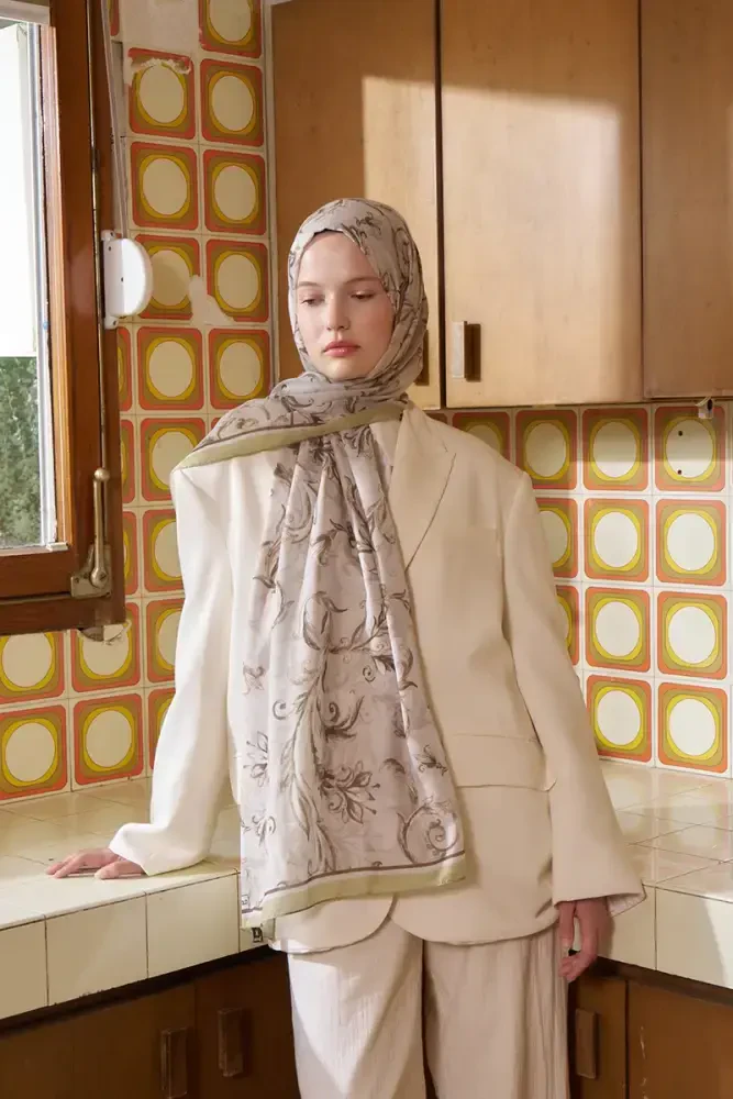 Endless Golden Desen Şal - Yeşil - 3