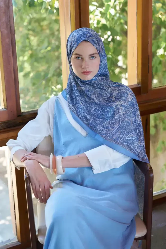 Endless Lena Desen Şal - İndigo - 4