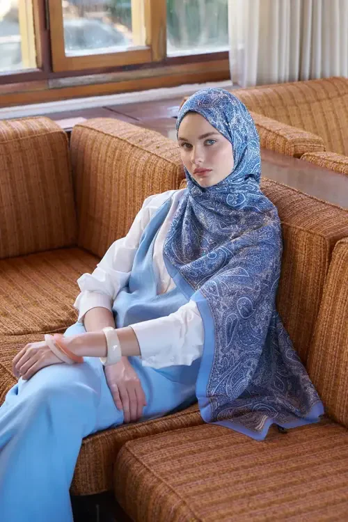 Endless Lena Desen Şal - İndigo 