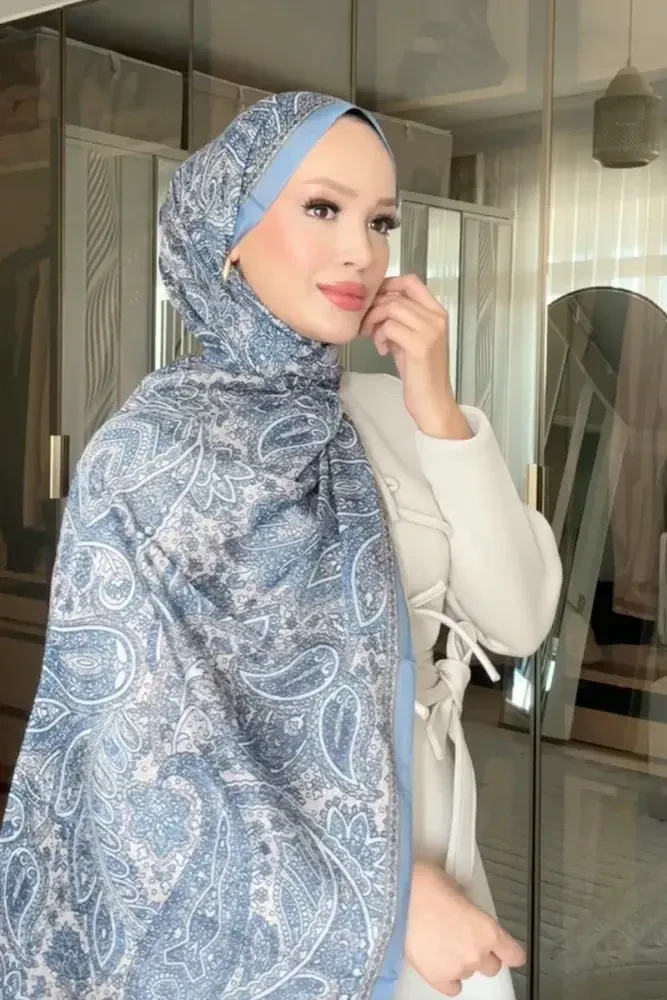 Endless Lena Desen Şal - İndigo - 1