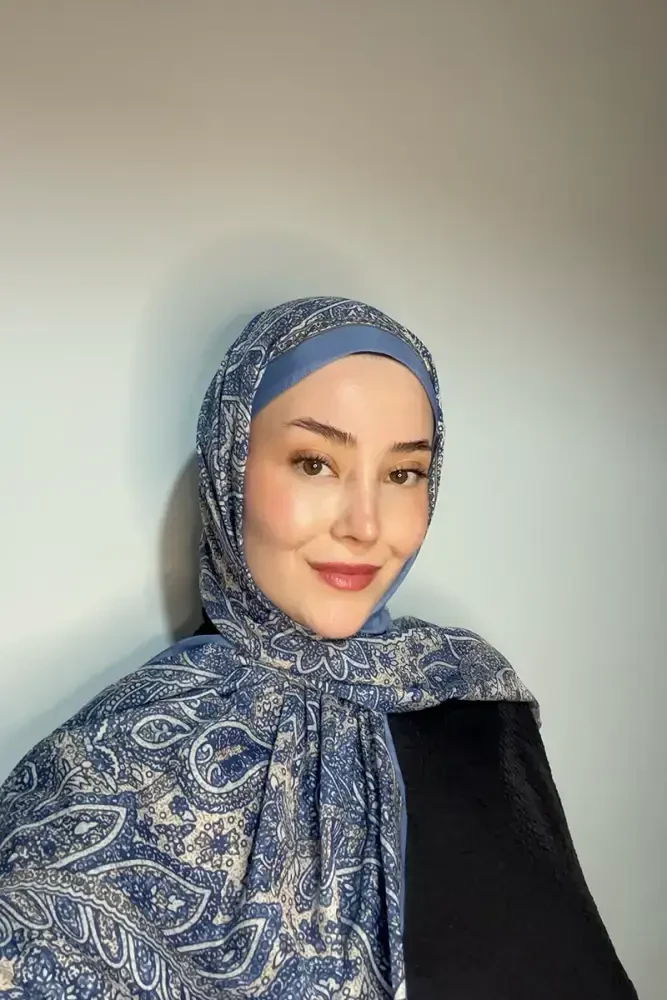 Endless Lena Desen Şal - Kot Mavi - MADAME POLO