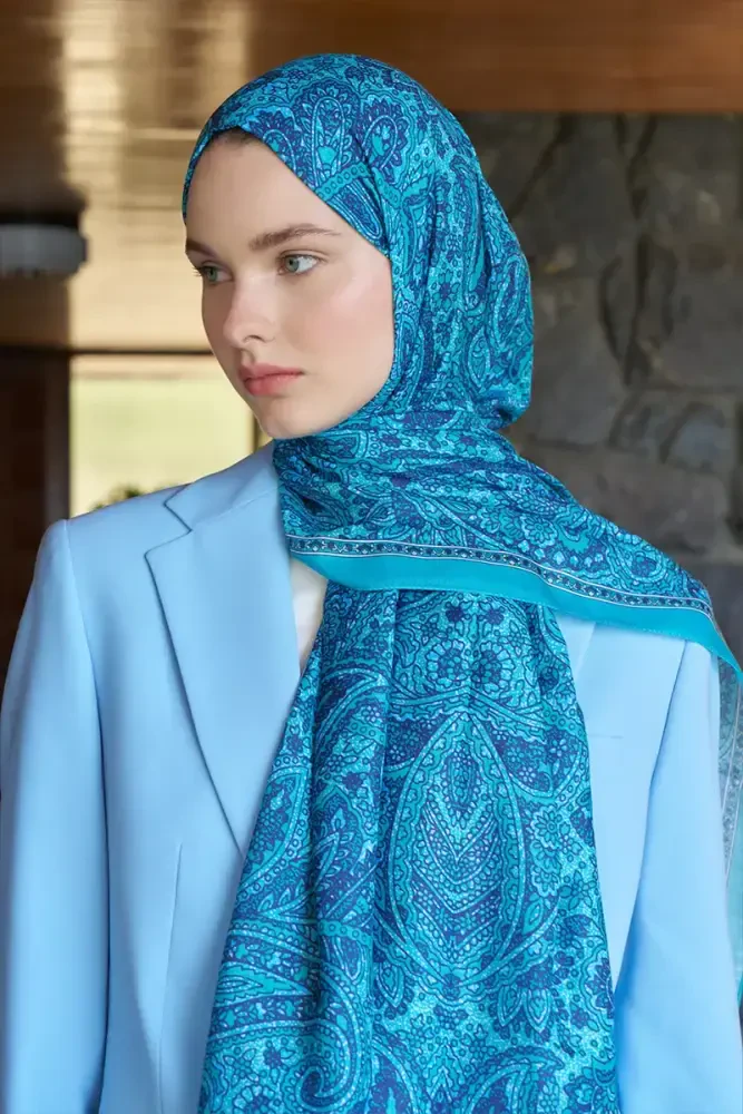 Endless Lena Desen Şal - Petrol - MADAME POLO