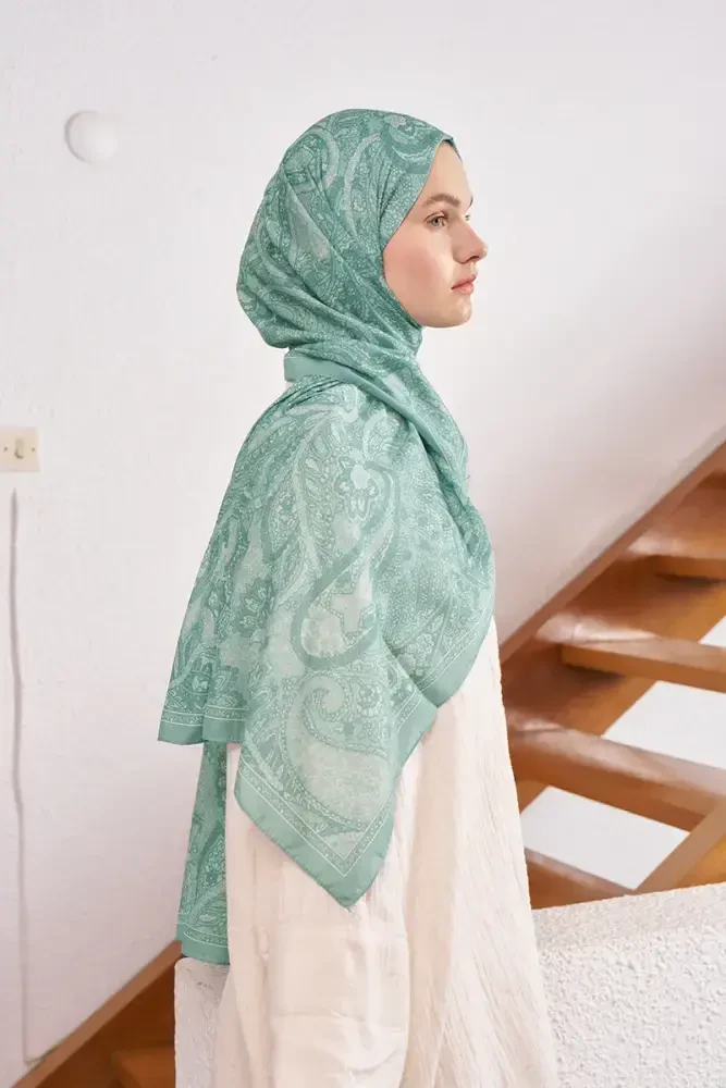 Endless Lena Desen Şal - Su Yeşili - MADAME POLO