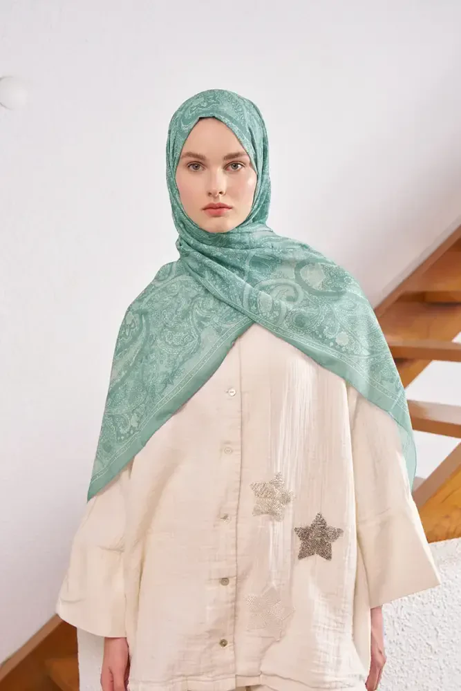 Endless Lena Desen Şal - Su Yeşili - 1